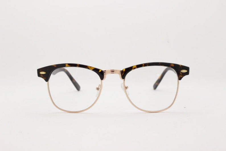 90s vintage half frame glasses. Tortoise and gold all time classic 40s style browline eyeglasses with clear lenses. NOS spectacles image 2