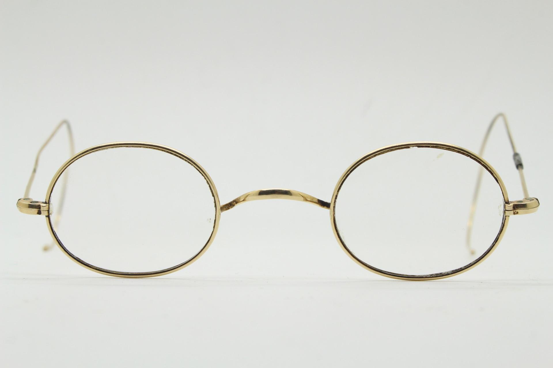 Victorian Vintage Metal Oval Eye Glasses. Antique Gold Wire Frame With ...