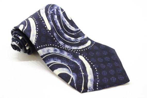 70s vintage pure silk Japanese neck tie. Abstract… - image 1