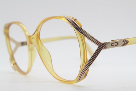 Christian Dior 70s Vintage Eyeglasses Made From Optyl. Transparent Yellow Large Optical Frame With Unmistakeable Temple Design. Prescription Etsy Canada