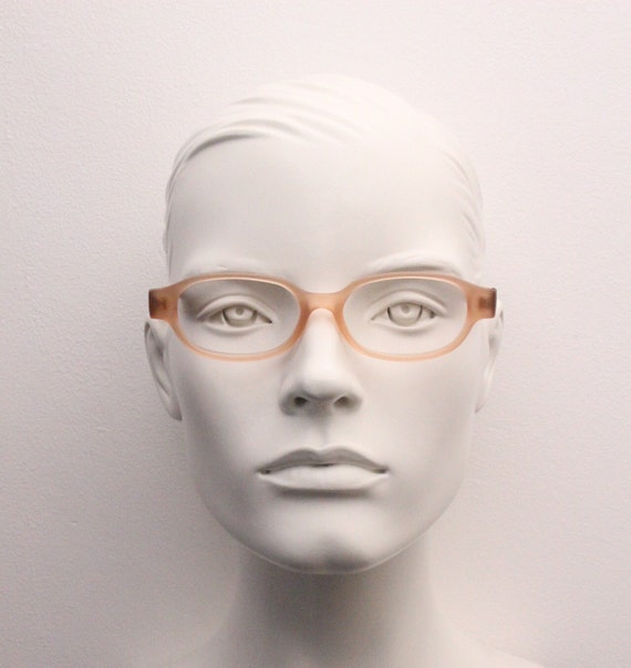 90s vintage 2 tone glasses. Frosted peach cat eye… - image 5