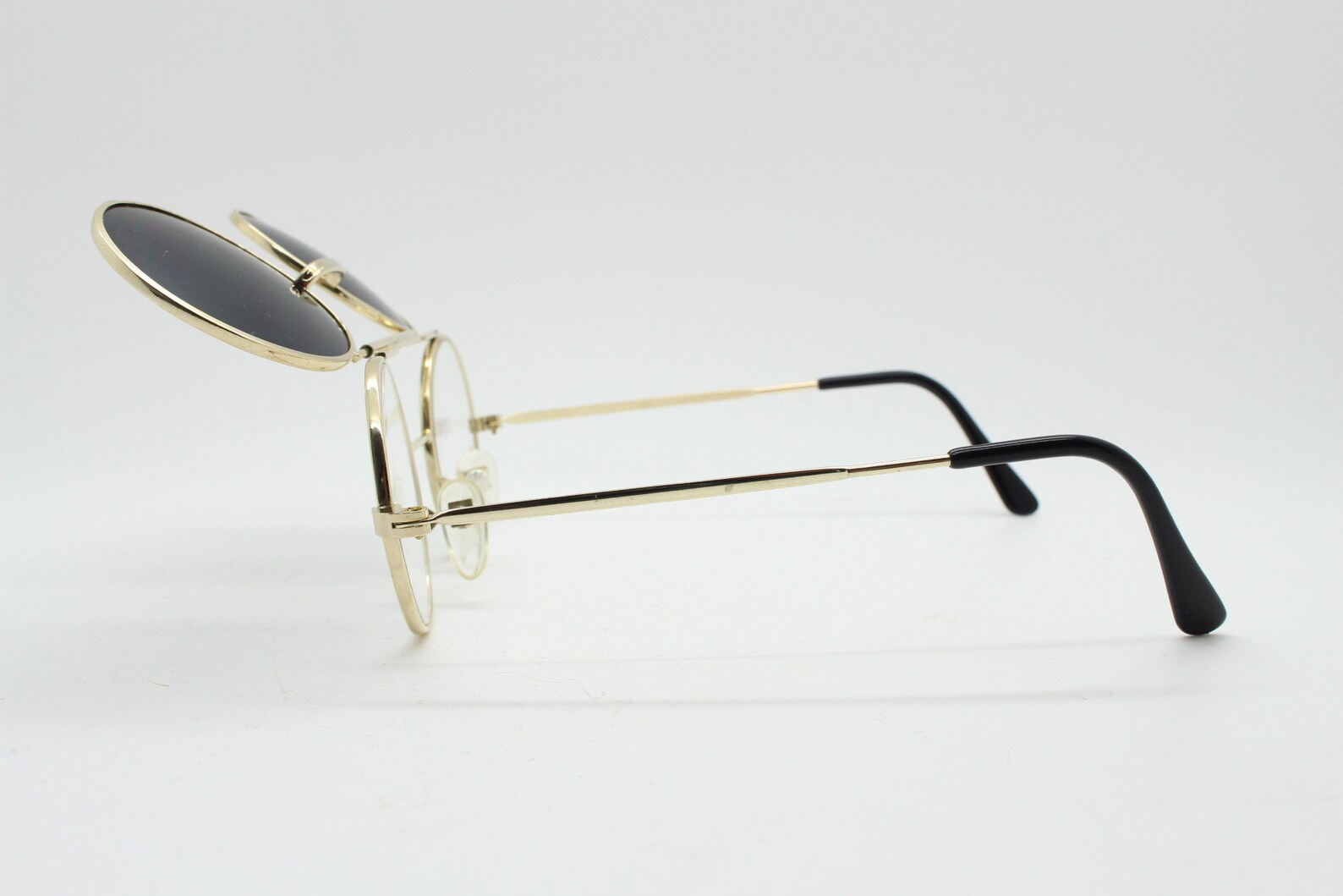 90s Round Gold Kids Flip up Sunglasses. Clear Lens Gold Metal Etsy UK