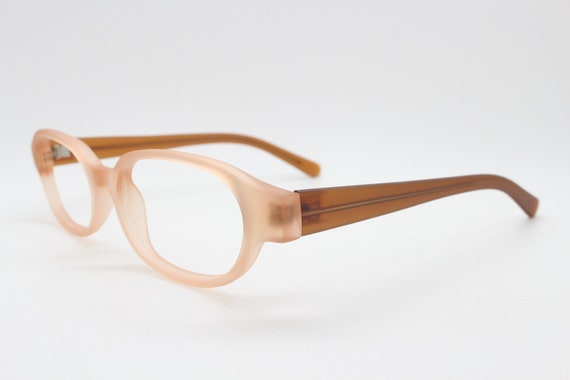 90s vintage 2 tone glasses. Frosted peach cat eye… - image 1