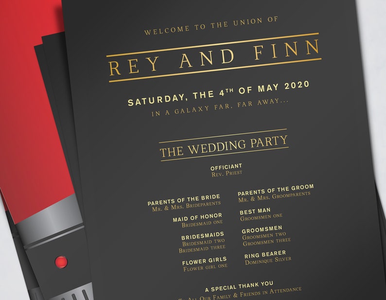 Star Wars Ep VII: The Force Awakens inspired Wedding Set Digital Files Only PDF/JPG Printable Invitation Kits image 3