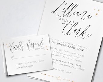 The Unbreakable Vow | Minimalist Harry Potter Inspired Wedding Set | Digital Files Only (PDF/JPG) | Printable Invitation Kits