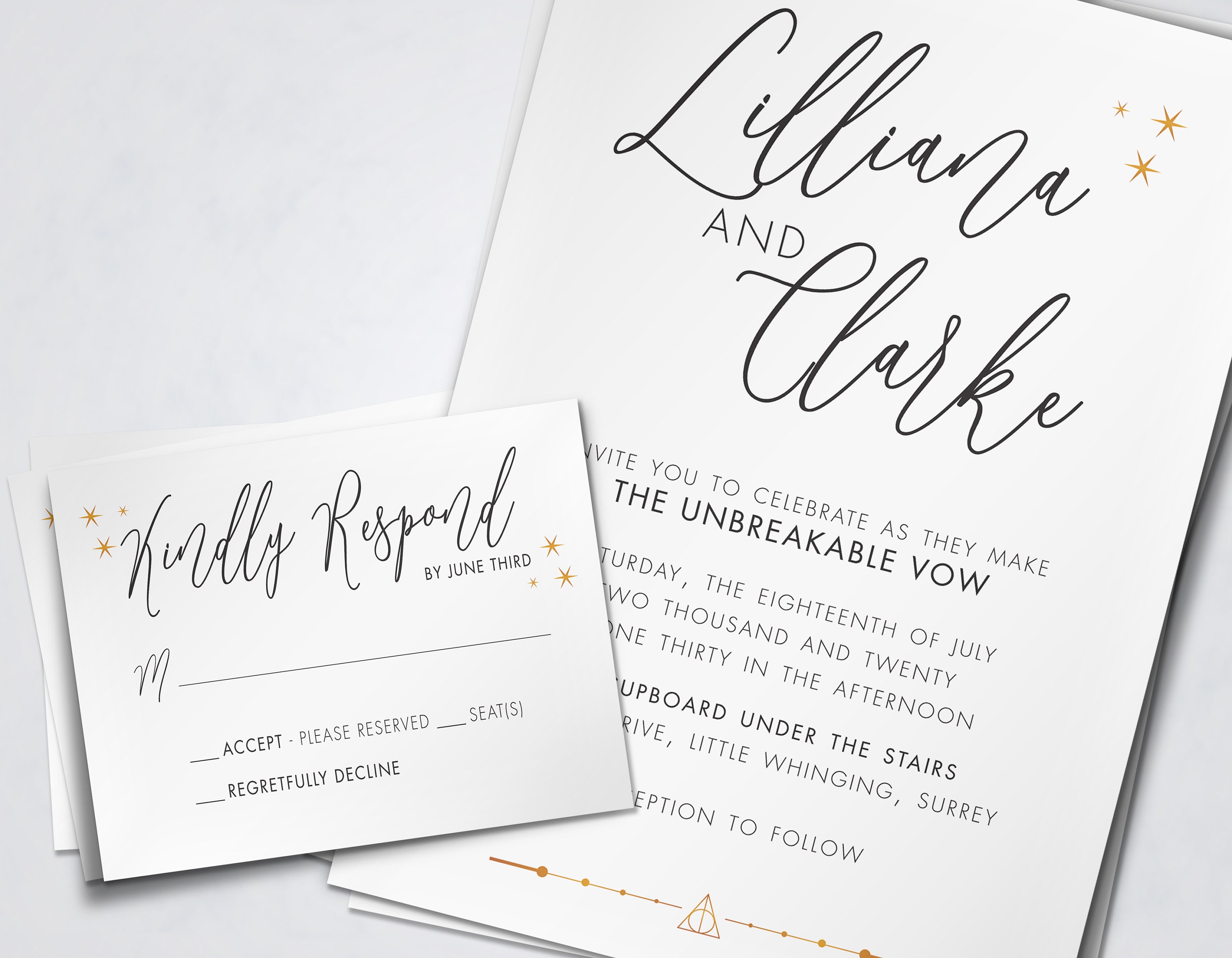 The Unbreakable Vow Minimalist Harry Potter Inspired Wedding Set Digital  Files Only PDF/JPG Printable Invitation Kits -  New Zealand