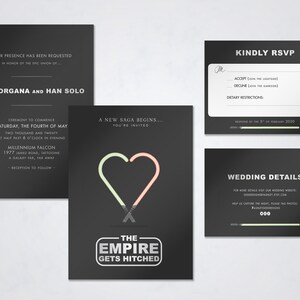 Star Wars Inspired Wedding Set Digital Files Only PDF/JPG Printable Invitation Kits image 2