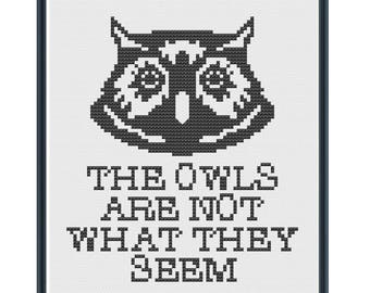 TWIN PEAKS The Owls Are Not What They Seem Digital Cross Stitch Pattern