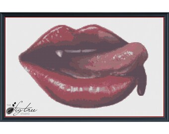 True Blood Lips Digital Cross Stitch Pattern