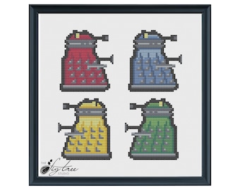 Pop Art Dalek Cross Stitch Digital Pattern
