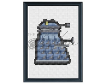 Blue Dalek Cross Stitch Digital Pattern