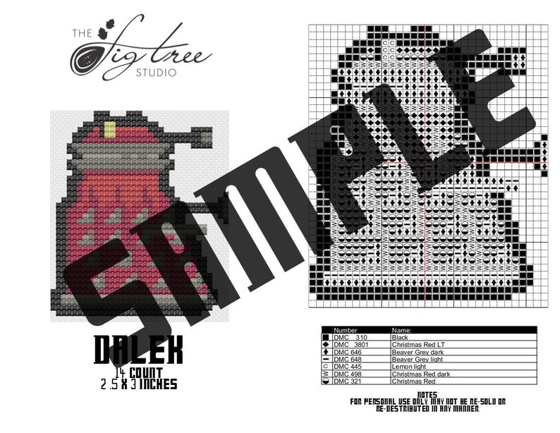 Red Dalek Cross Stitch Digital Pattern image 2