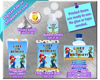 108 Princess Peach Super Mario Birthday Party Favors Personalized