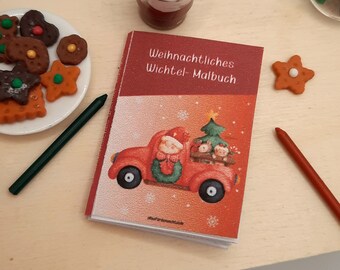 Livre de coloriage de Noël miniature pour gnomes, mini livre comme accessoire pour porte gnome - télécharger pour créer le vôtre