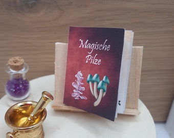 Miniatur Buch und Poster "Magische Pilze"  für Wichteltür
