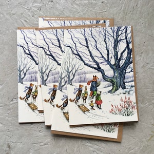 6 x Dans la neige avec Hector Fox et ses amis (6 cartes vierges) 5 x 7 cartes de vœux, cartes d'hiver, cartes de Noël