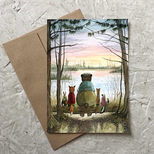 Coucher de soleil avec Hector Fox et ses amis (carte vierge) 5 x 7