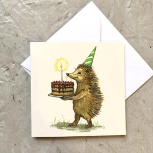 Hérisson d'anniversaire (mini carte) 3 x 3 pouces