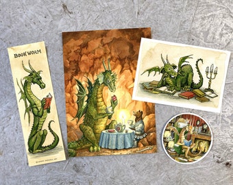 Dragon Collection (4 item set - cards, bookmark, and sticker)