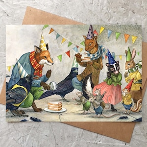Célébrez avec Hector Fox et ses amis (carte vierge) 5 x 7