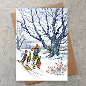 Através da Neve com Hector Fox e Amigos (cartão em branco) 5 x 7