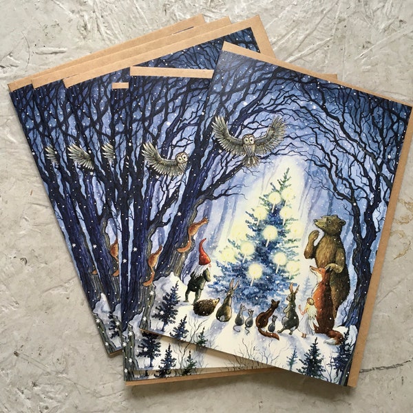 6 x Enchanted Tree (6 blank cards) 5 x 7 Christmas Cards, Holiday Cards