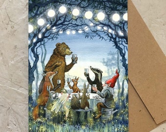 Moonlight Feast (blank card) 5 x 7 inches