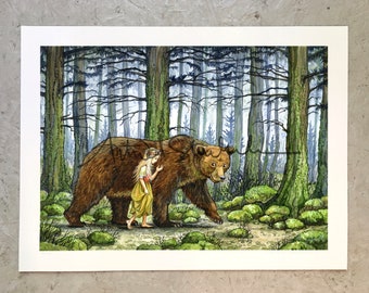 PRINT - The Girl and the Bear (archival limited edition giclee print, signed & numbered)