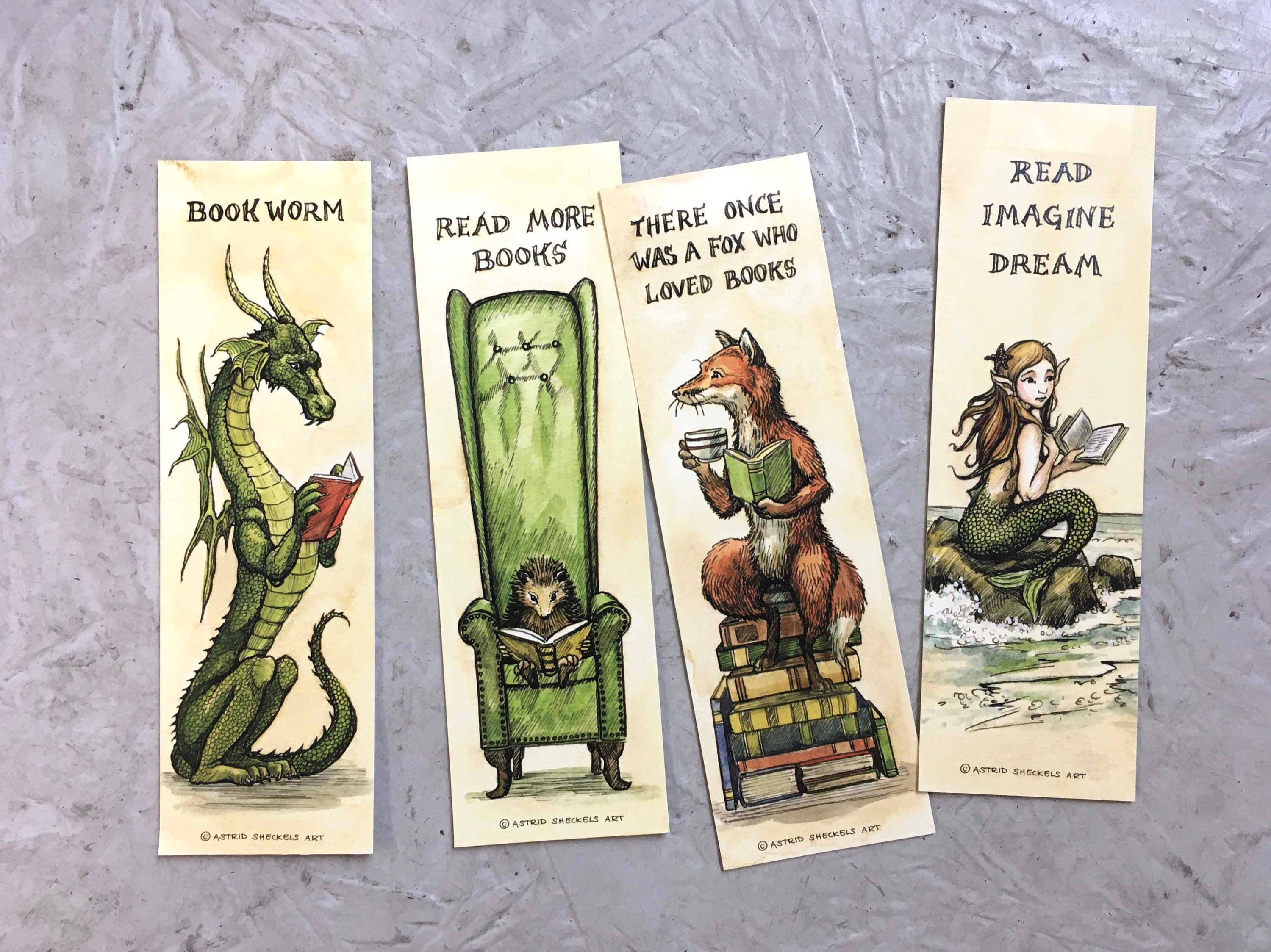 Bookmark Collection (set of 4 Bookmarks) Vintage Style for Book Lovers ...
