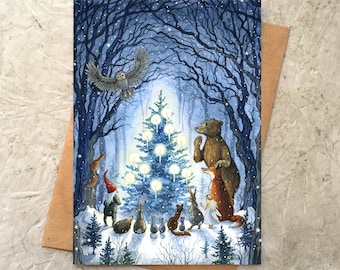 Enchanted Tree (1 blank card) 5 x 7 Christmas Card, Holiday Card