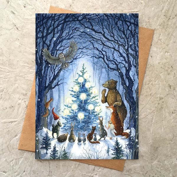 Enchanted Tree (1 blank card) 5 x 7 Christmas Card, Holiday Card