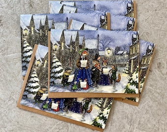 6 x The Carolers (6 blank cards) 5 x 7 Christmas Cards, Holiday Cards