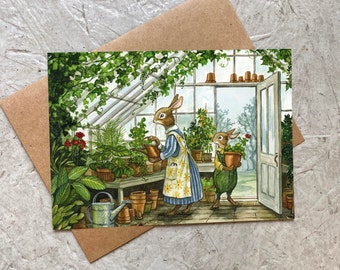 In the Greenhouse (blank card) 5 x 7 inches