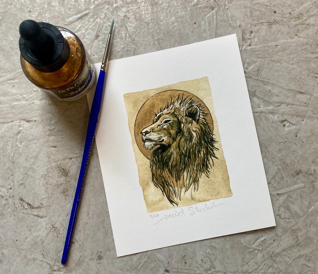 PRINT - Aslan the Lion (*hand Embellished* Archival Limited Edition ...