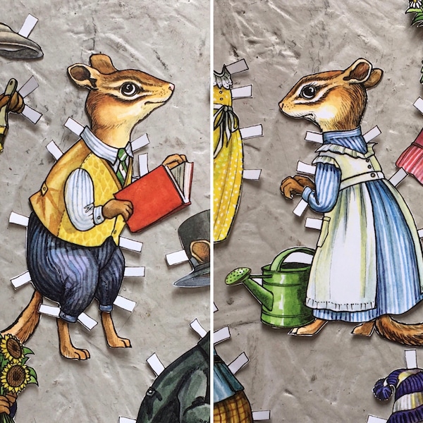 Chipmunk Paper Dolls (set of 2 paper dolls)