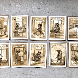 Sentiments de raton laveur (10 cartes de occasion assorties) 3,5 x 5, cartes vierges