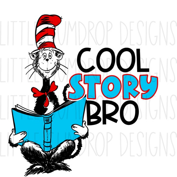 Seuss png, cool story bro, reading png, cat png