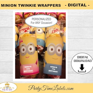 Minion Twinkie Wrappers - Birthday Party Favor Supply - DIGITAL DOWNLOAD