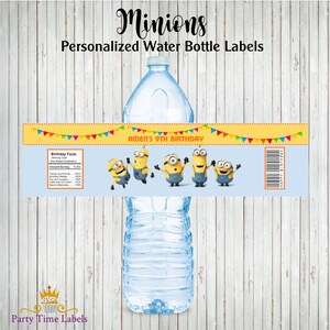 Minions Water Bottle Labels - Birthday Party Favors - Minions Party Supplies - 20 CT Printed Labels