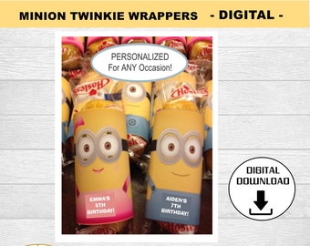 Minion Twinkie Wrappers - Birthday Party Favor Supply - DIGITAL DOWNLOAD