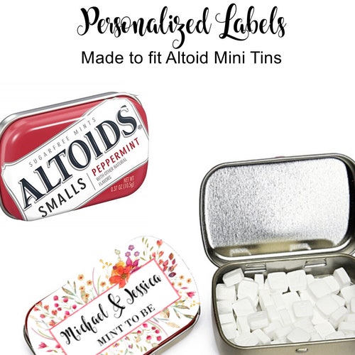 Mini Altoid Tin Labels, Wedding Favor Labels, Bridal Shower, Birthday Party Labels - 48 CT Printed Labels