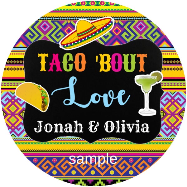 Fiesta Taco Bout Love - Couples Shower Labels - Bridal Shower Labels - Wedding Favor Stickers - Printed & Shipped