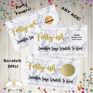 Birthday Scratch Offs - ANY AGE - Black, White, Gold Birthday Party Favors - Birthday Scratchers - 20 CT Scratch Off Game Cards