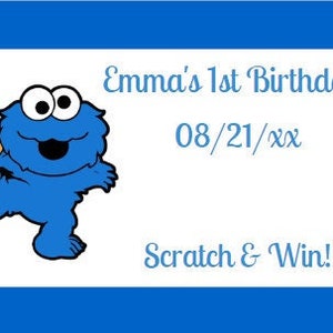Cookie Monster Scratch Offs - Baby Shower Game - Cookie Monster Party Favors - Birthday Party Favors - SET of 20