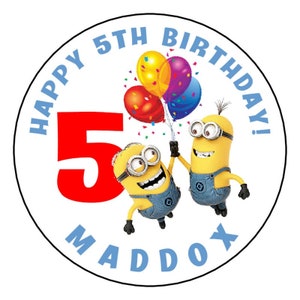 Minions Birthday Party Labels - Any Age - Party Favor Stickers - Personalized Favor Labels - Round Party Labels