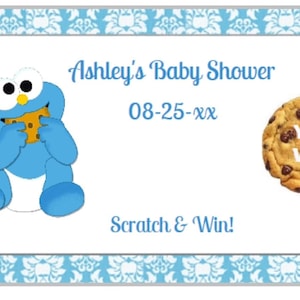 Cookie Monster Scratch Offs - Baby Shower Game - Cookie Monster Birthday Party Favors - Party Game - SET of 20