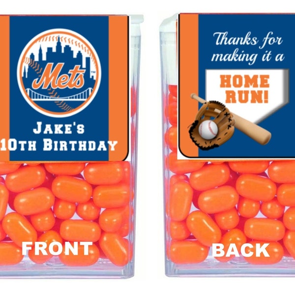 Mets Baseball Tic Tac Labels - Birthday Party Favors - Tic Tac Stickers - Personalized Party Favors - 14-CT Printed Labels