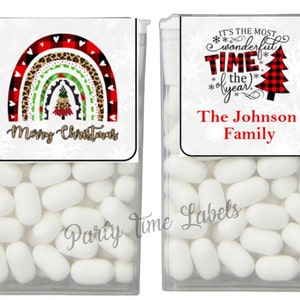 Christmas Rainbow Tic Tac Labels - Christmas Stocking Stuffers - Christmas Party Favors - Personalized Party Favors - 14 CT Printed Labels