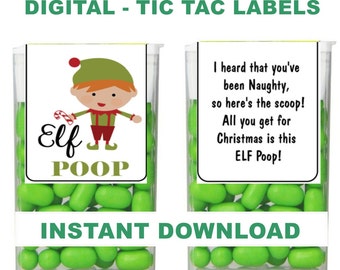 DIGITAL DOWNLOAD - Elf Poop Tic Tac Labels - Christmas Stocking Stuffer - Party Favor Labels