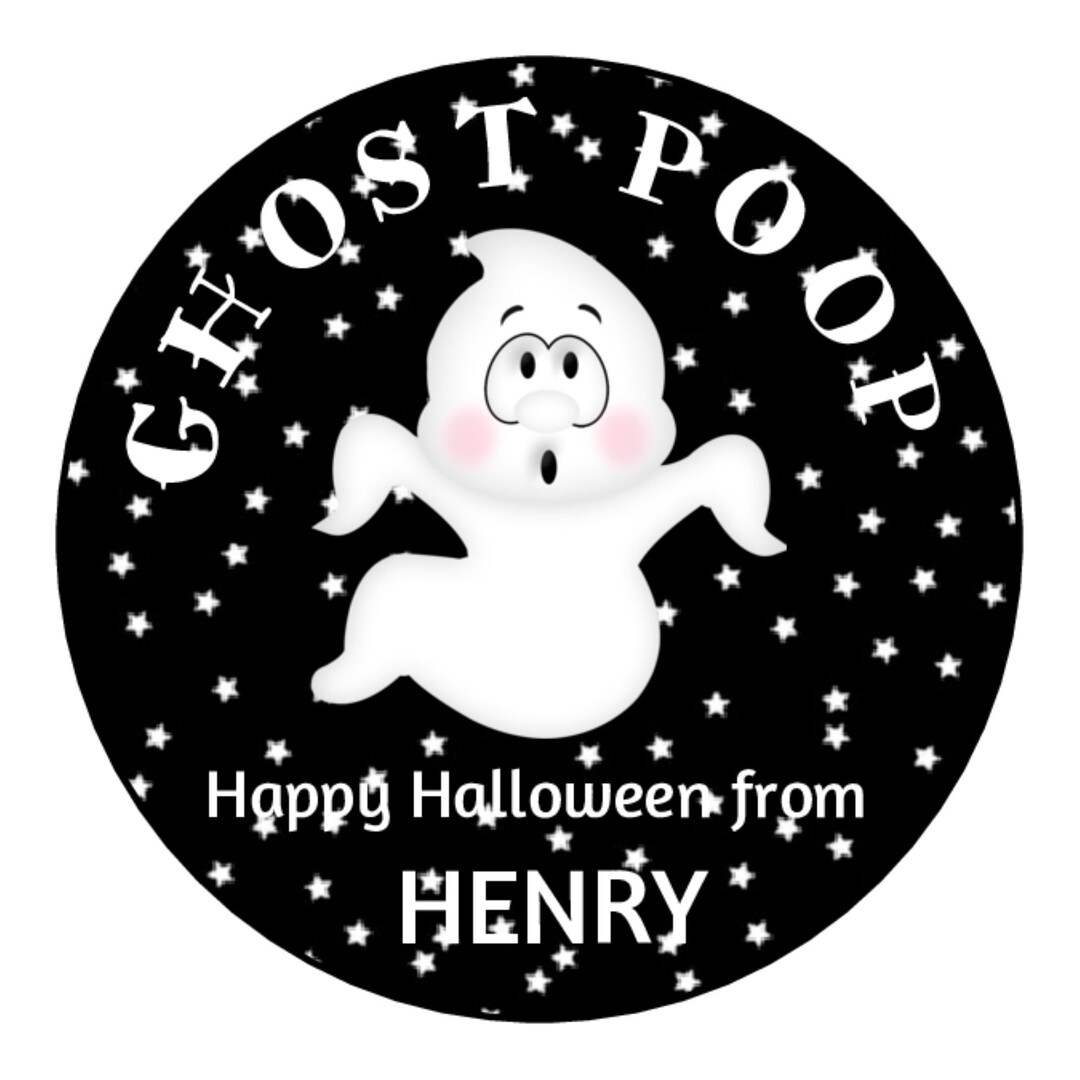 Ghost Poop Stickers Halloween Party Favor Labels Personalized Labels